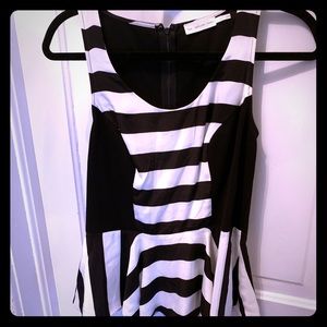 Anthropologie black and white striped peplum top